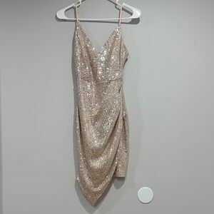 Windsor Rose Gold Sequin Asymmetrical Dress
